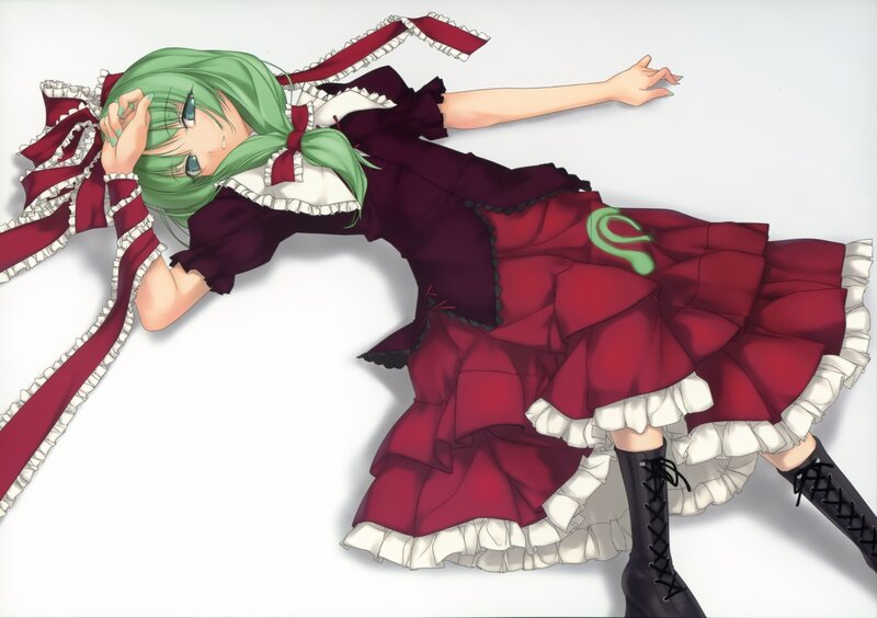 Green-haired Girl in Dress — Red, Calm, Anime