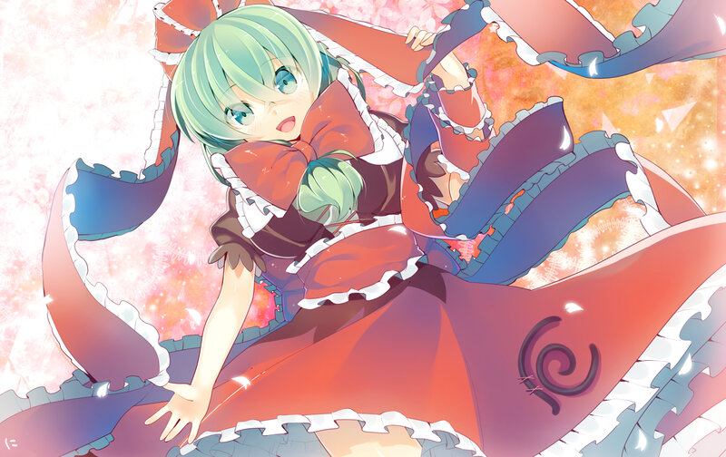 Green-haired Girl in Dress — Red, Dynamic