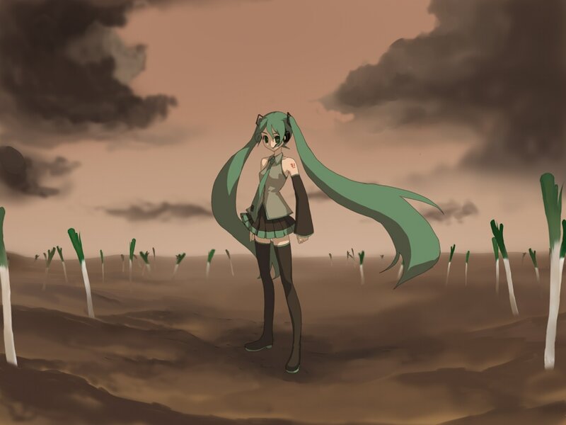 Green-haired Girl in Field — Brown