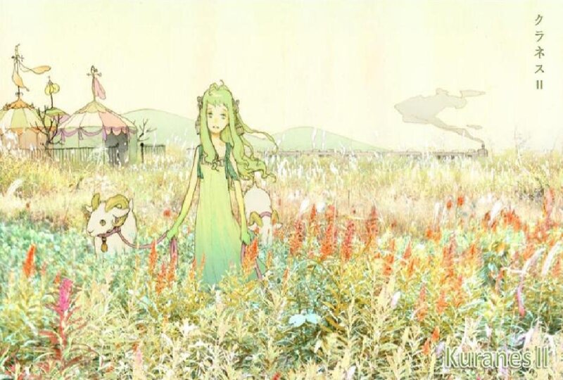 Green-haired Girl in Field — Green