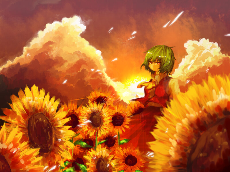 Green-haired Girl in Field — Yellow
