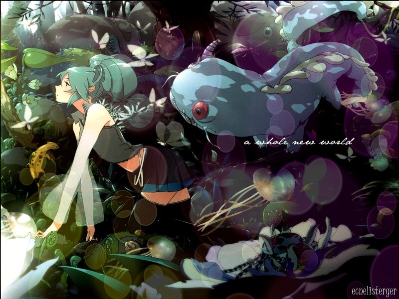 Green-haired Girl in Forest — Green, Mysterious
