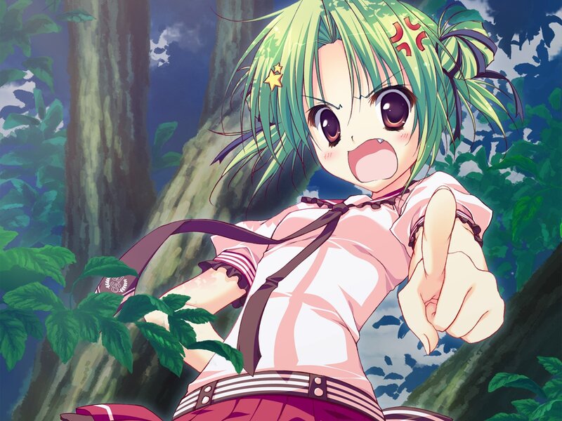 Green-haired Girl in Forest — Green, Playful