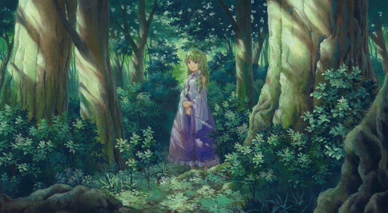 Green-haired Girl in Forest — Green, Serene, Afternoon, Anime, Trees