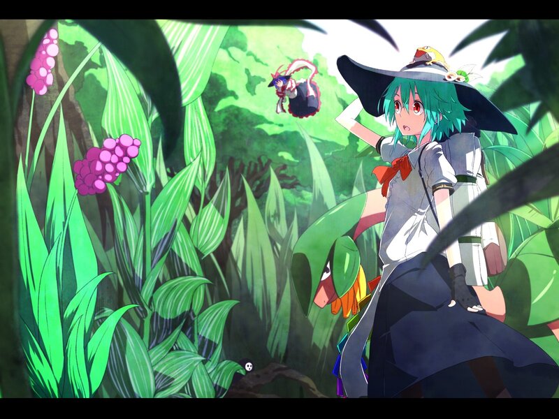 Green-haired Girl in Forest — Green, Serene, Afternoon, Anime, Witch Hat