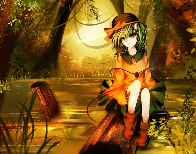 Green-haired Girl in Forest — Orange