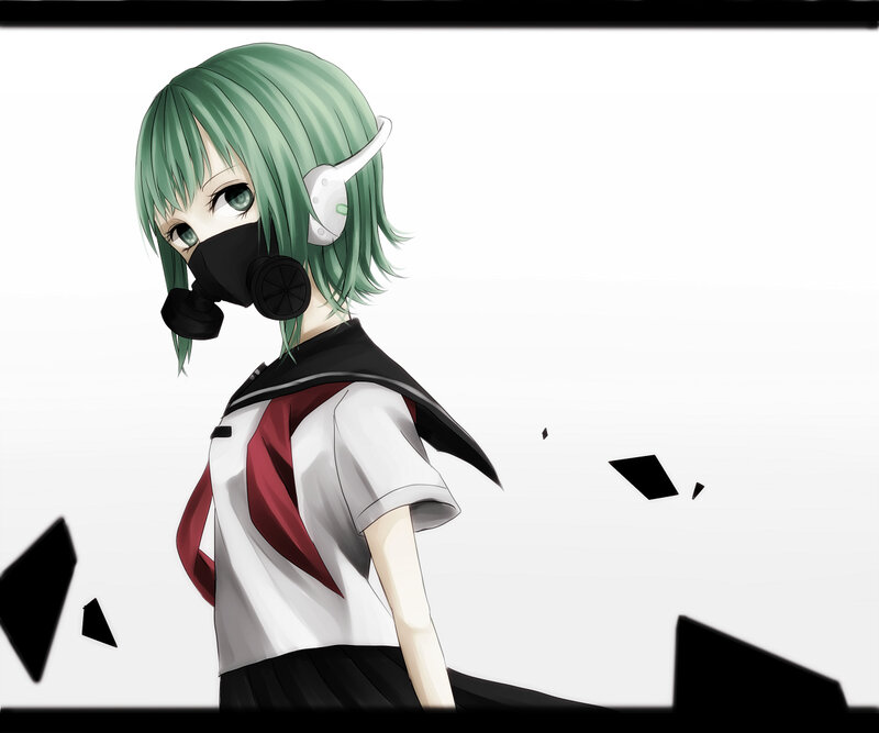 Green-haired Girl in Gas Mask