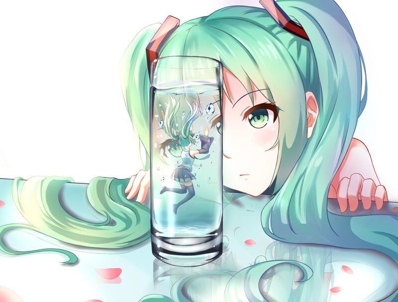 Green-haired Girl in Glass — Green
