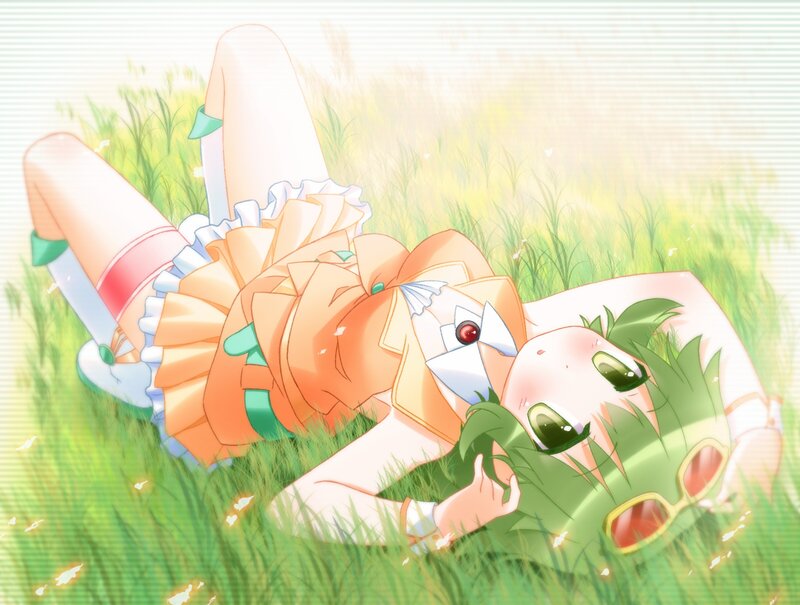 Green-haired Girl in Grass — Green