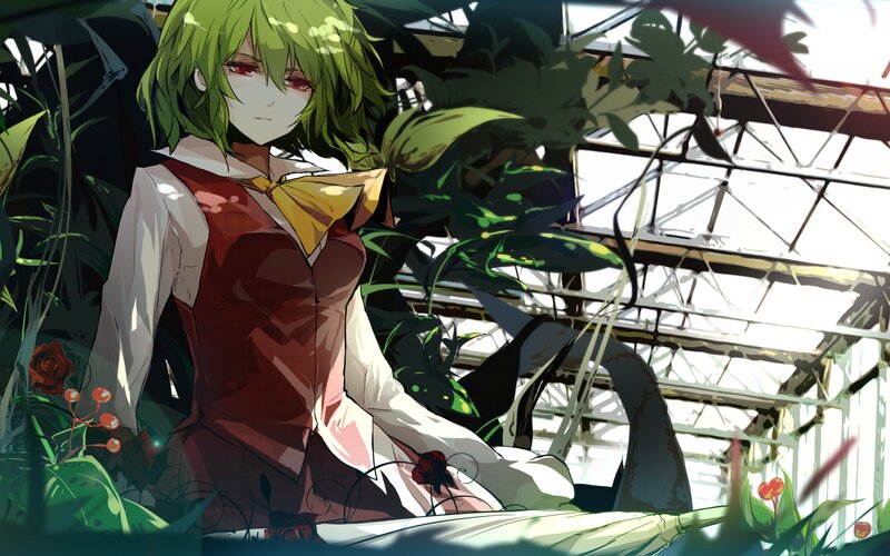 Green-haired Girl in Greenhouse — Green, Serene