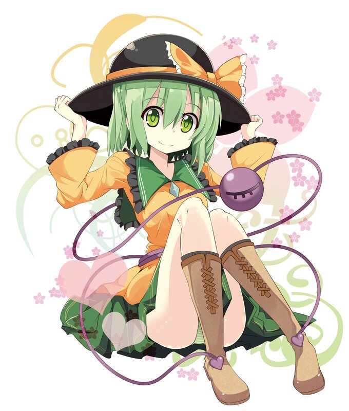 Green-haired Girl in Hat — Green, Playful