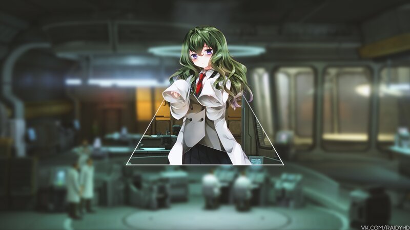Green-haired Girl in Lab Coat — Green, Dramatic