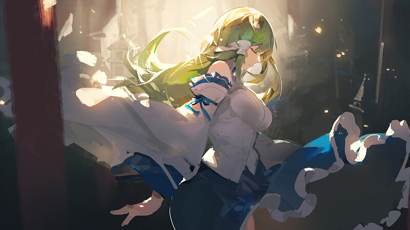 Green-haired Girl in Motion