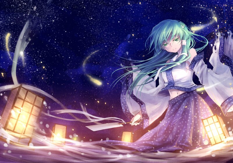 Green-haired Girl in Night
