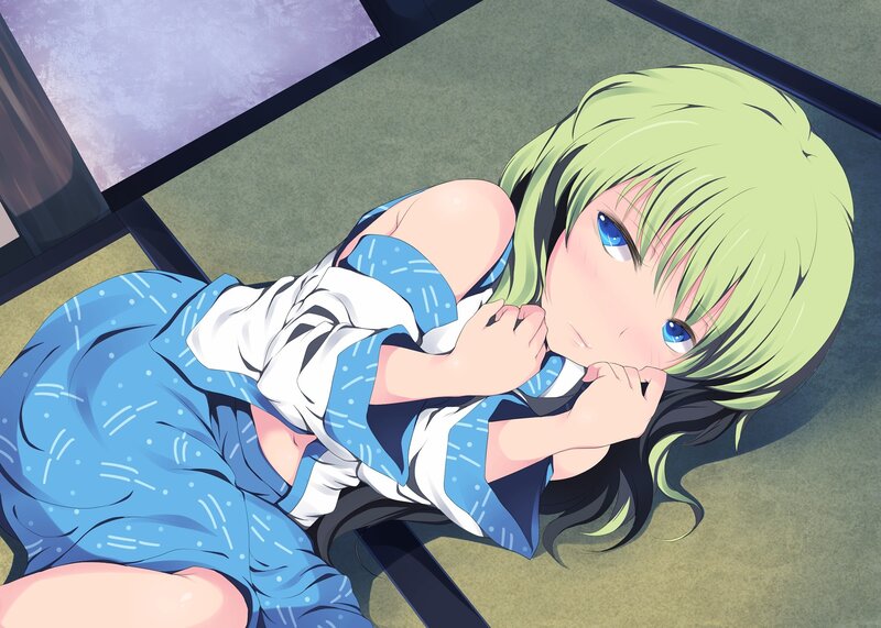 Green-haired Girl in Pajamas — Blue