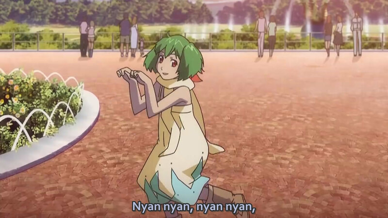 green-haired girl in park