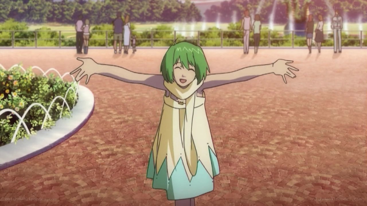 green-haired girl in park