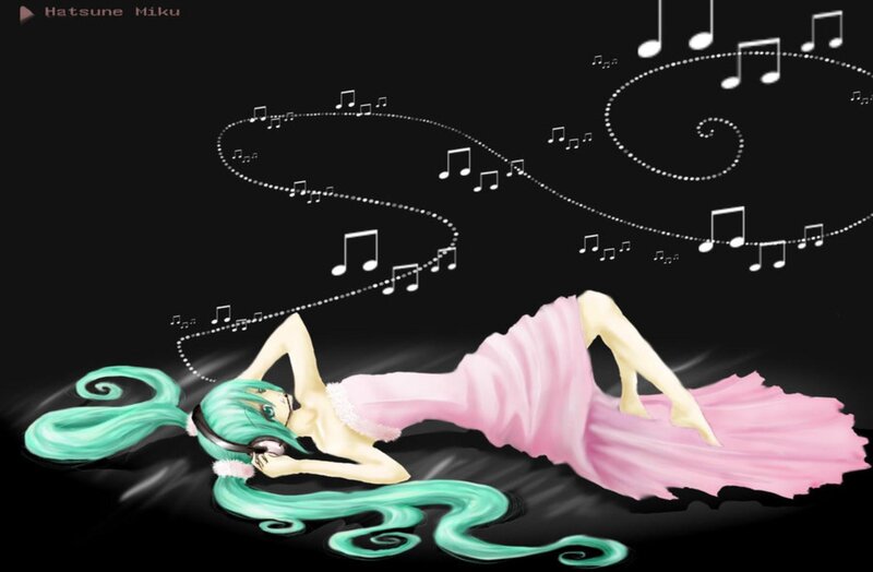Green-haired Girl in Pink Dress — Black