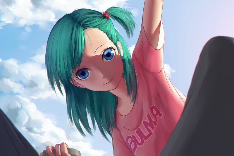 Green-haired Girl in Pink Shirt