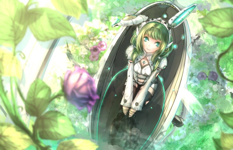 Green-haired Girl in Pod