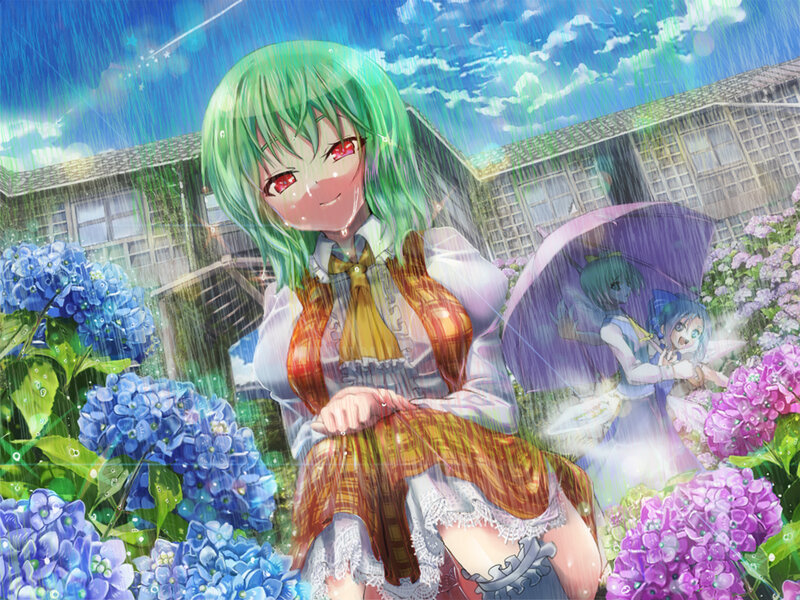 Green-haired Girl in Rain — Blue