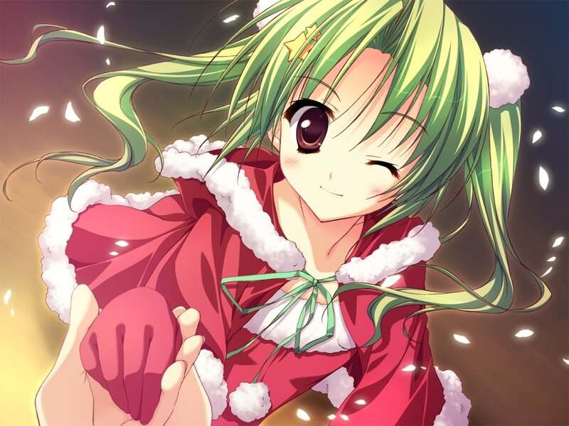 Green-haired Girl in Red Coat