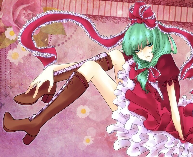Green-haired Girl in Red Dress — Calm, Anime
