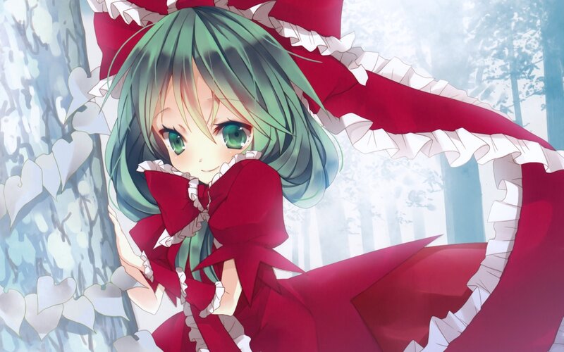 Green-haired Girl in Red Dress — Serene, Winter
