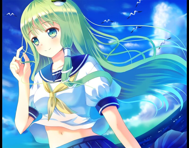 Green-haired Girl in Sailor Uniform — Blue