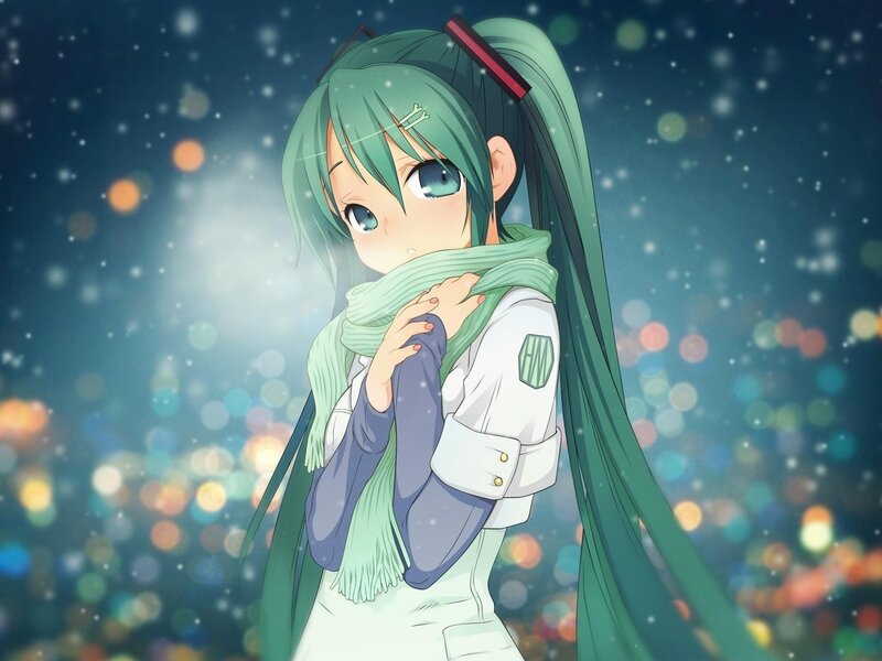 Green-haired Girl in Scarf