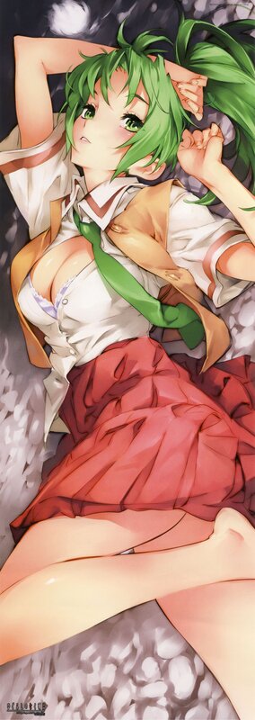 green-haired girl in school uniform