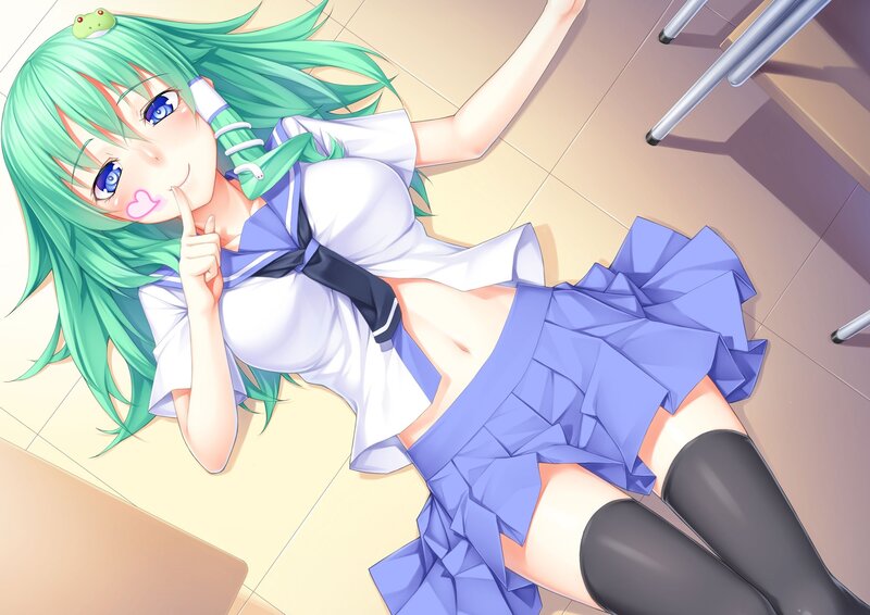 green-haired girl in school uniform