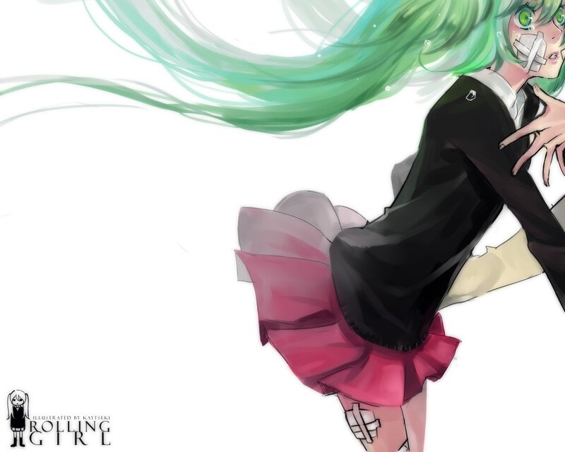 green-haired girl in school uniform