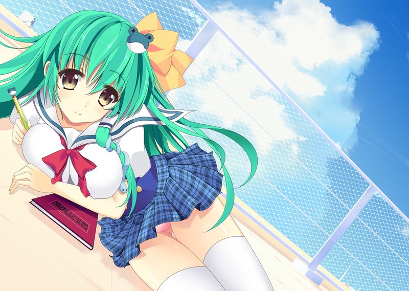 green-haired girl in school uniform