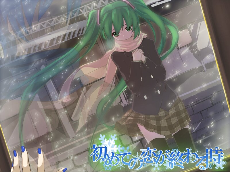 Green-haired girl in snow