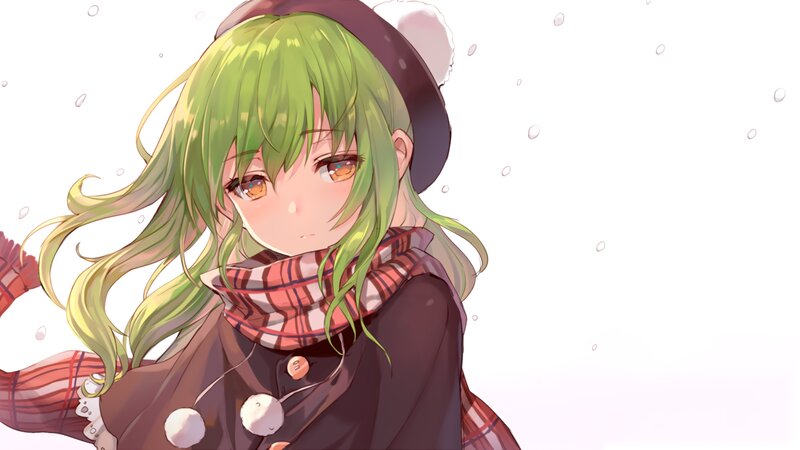 Green-haired Girl in Snow — Green, Calm