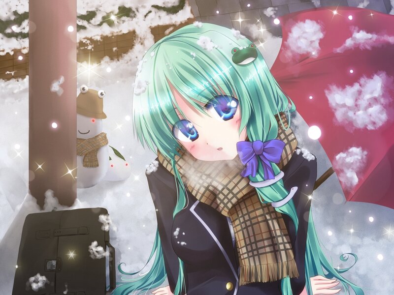 Green-haired Girl in Snow — Green, Festive