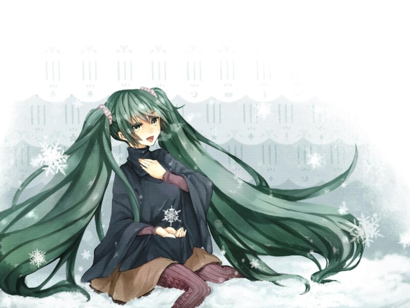 Green-haired Girl in Snow — Green