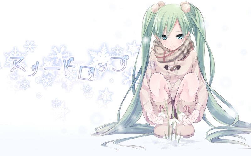 Green-haired Girl in Snow — White