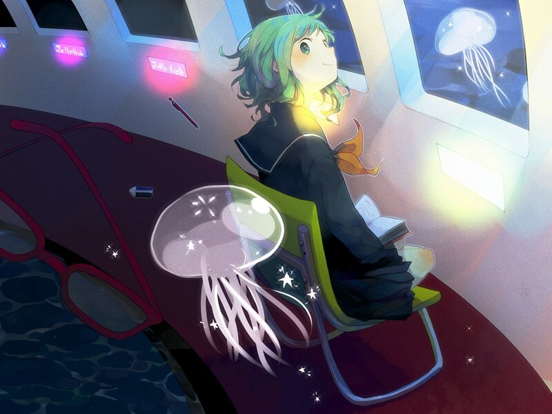 Green-haired Girl in Submarine