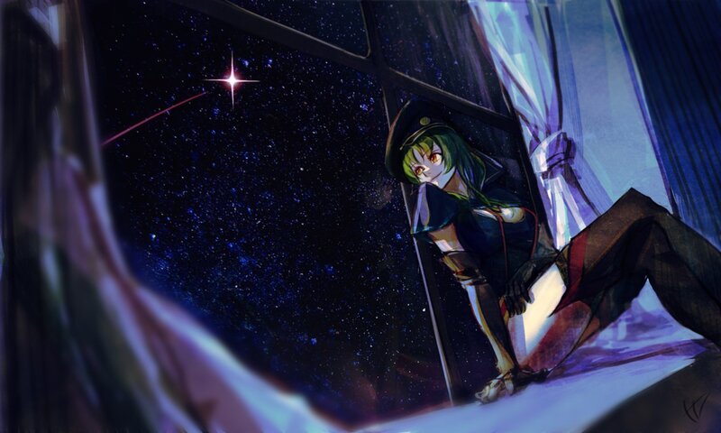 Green-haired Girl in Uniform — Blue, Dramatic
