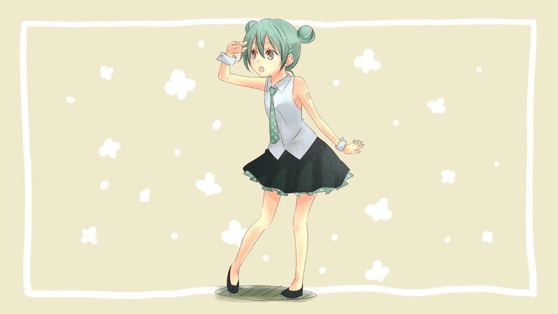 Green-haired Girl in Uniform — Green, Playful, Anime, School Uniform