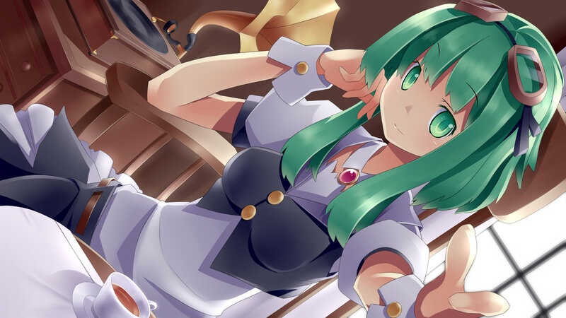 Green-haired Girl in Uniform — Green, Relaxed