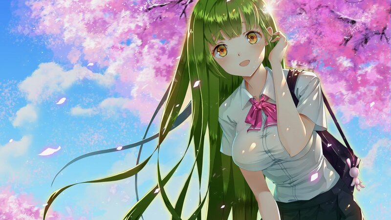 Green-haired Girl in Uniform — Green, Serene, Spring