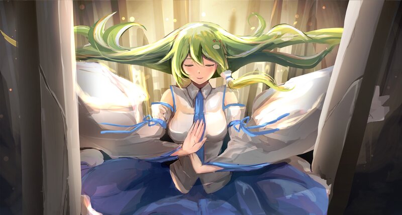 Green-haired Girl in Uniform — Green, Serene