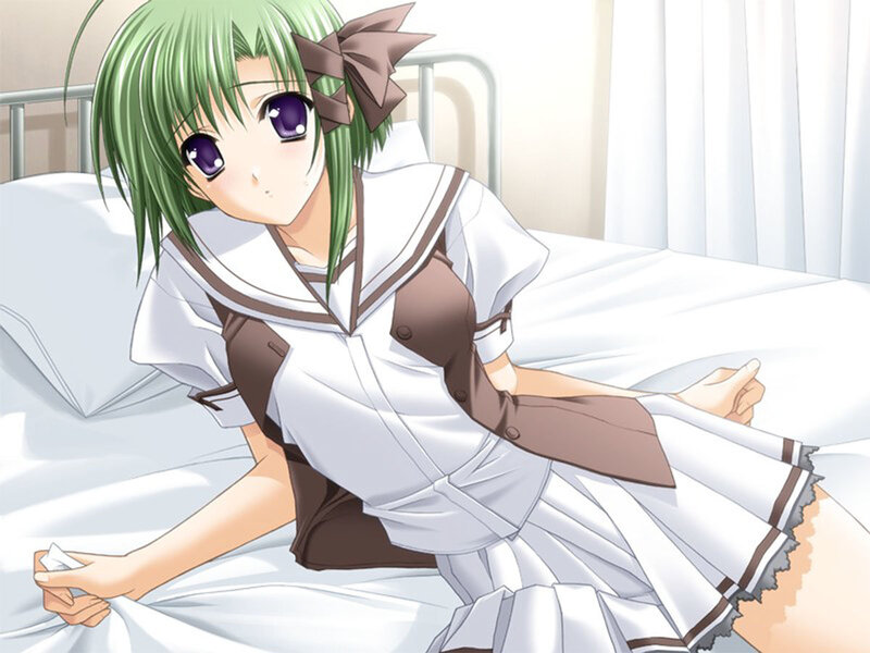Green-haired Girl in Uniform — White