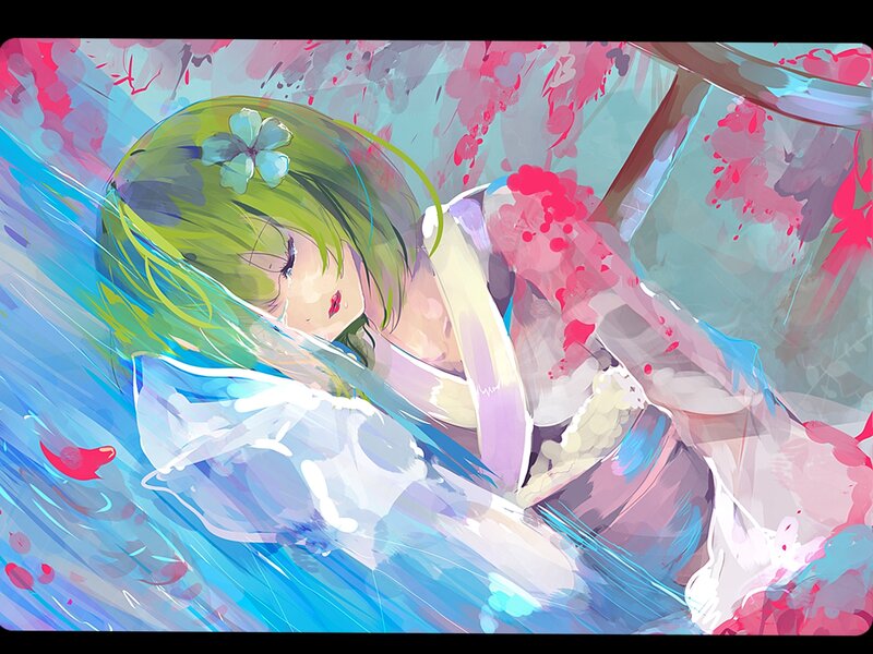 Green-haired Girl in Water — Blue, Dramatic