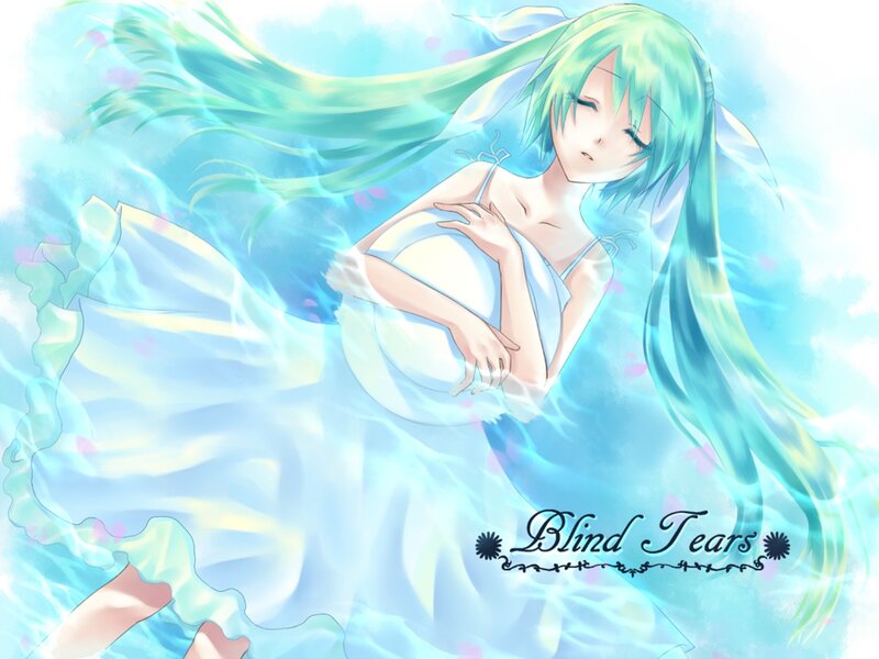 Green-haired Girl in Water — Blue