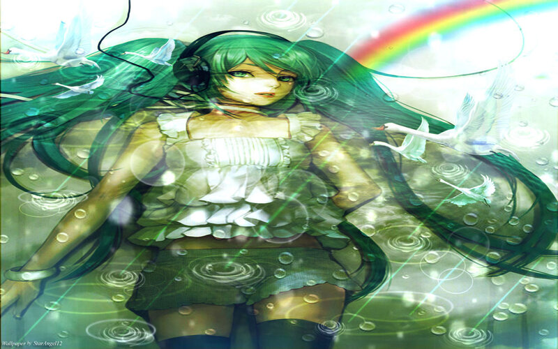 Green-haired Girl in Water — Green