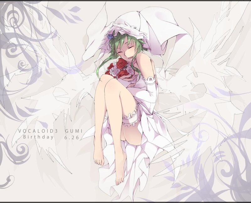 Green-haired Girl in Wedding Dress